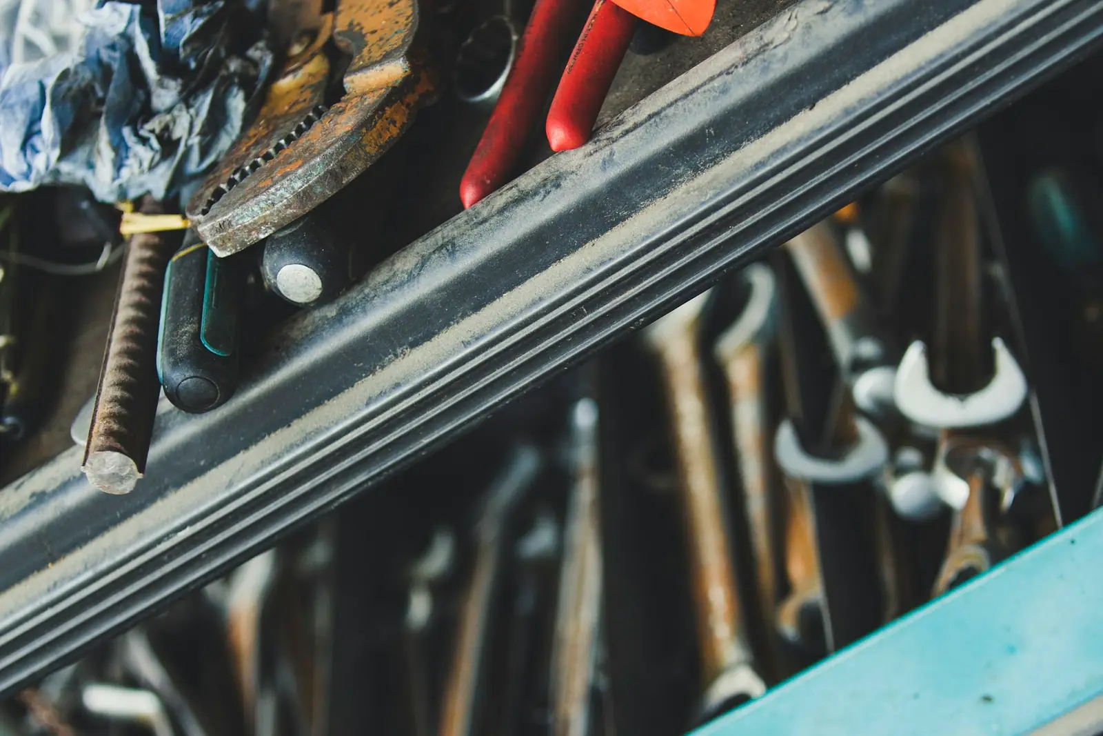 Hand tools in a tradesperson's tool chest